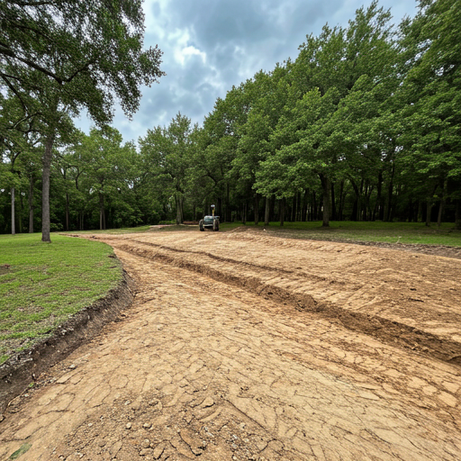 Residential yard grading prepared for drainage work